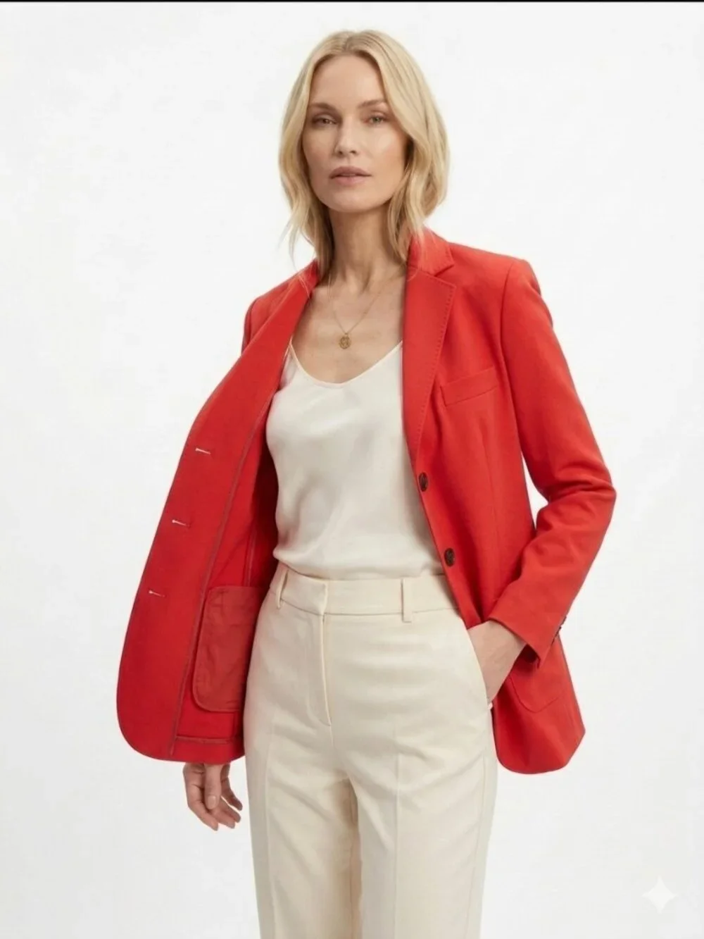 BOGNER Red Stretch Single Breasted Blazer Sz 12 Large